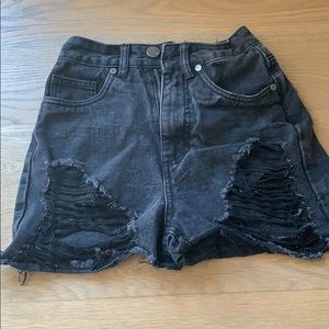 Black denim shorts